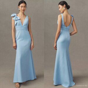 Anthropologie Mac Duggal Sleeveless V-Neck Bow Detail Mermaid Gown